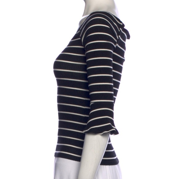 Reformation Black Striped Off-The-Shoulder Top Size XS - Picture 2 of 3